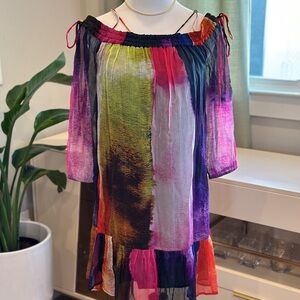 Anthropologie Floreat Black & Purple Mini Dress